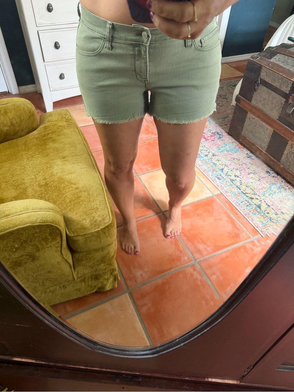 Old Navy Olive Green Denim Cutoff Shorts - Picture 3 of 3